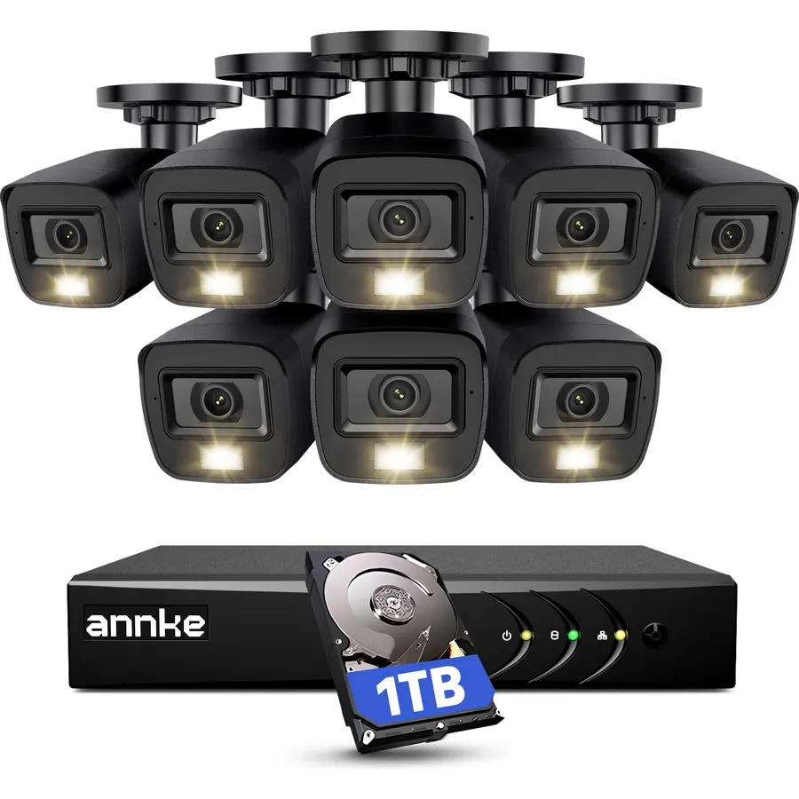 ANNKE 8CH 3K Lite 2MP CCTV Wired Security Camera System Outdoor, 1TB HDD