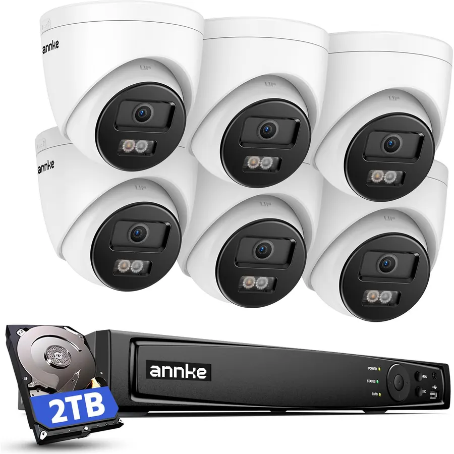 Swann Home Security Camera, POE Cat5e NVR 4K HD Video, Indoor or Outdoor Wired Surveillance CCTV, Color Night Vision, Heat Motion Detection, LED Lights, Metal Housing, Face Recognition, 2-Way Talk