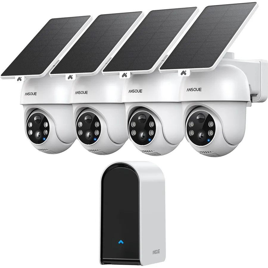 FOAOOD Solar Panel Security Cameras Wireless Outdoor - Battery Powered Cameras for Home Security WiFi Camera Surveillance Indoor System Floodlight Night Vison Alarm Motion Sensor Light Door Cam