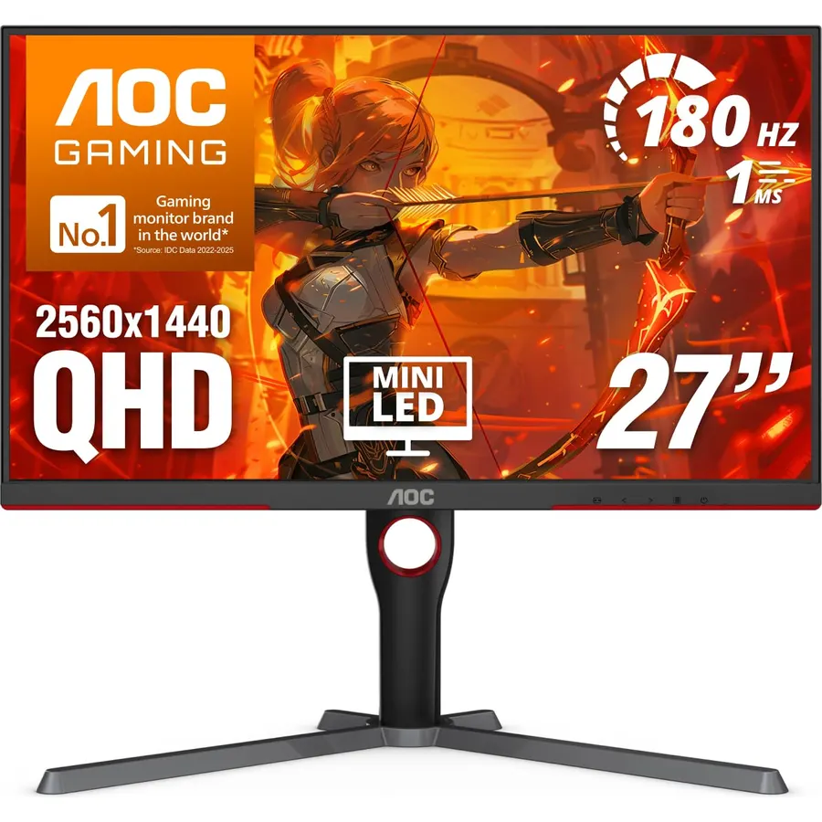 AOC 27 Inch Gaming Monitor QHD 180Hz Mini-LED HDR1000, Q27G3XMN