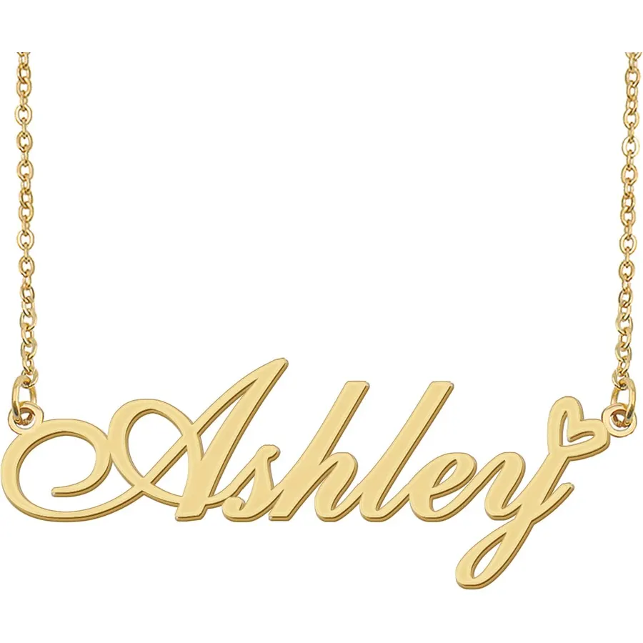 Aoloshow Personalized Heart Name Necklace Gold Custom Any Names Stainless Steel Jewelry for Womens Graduation