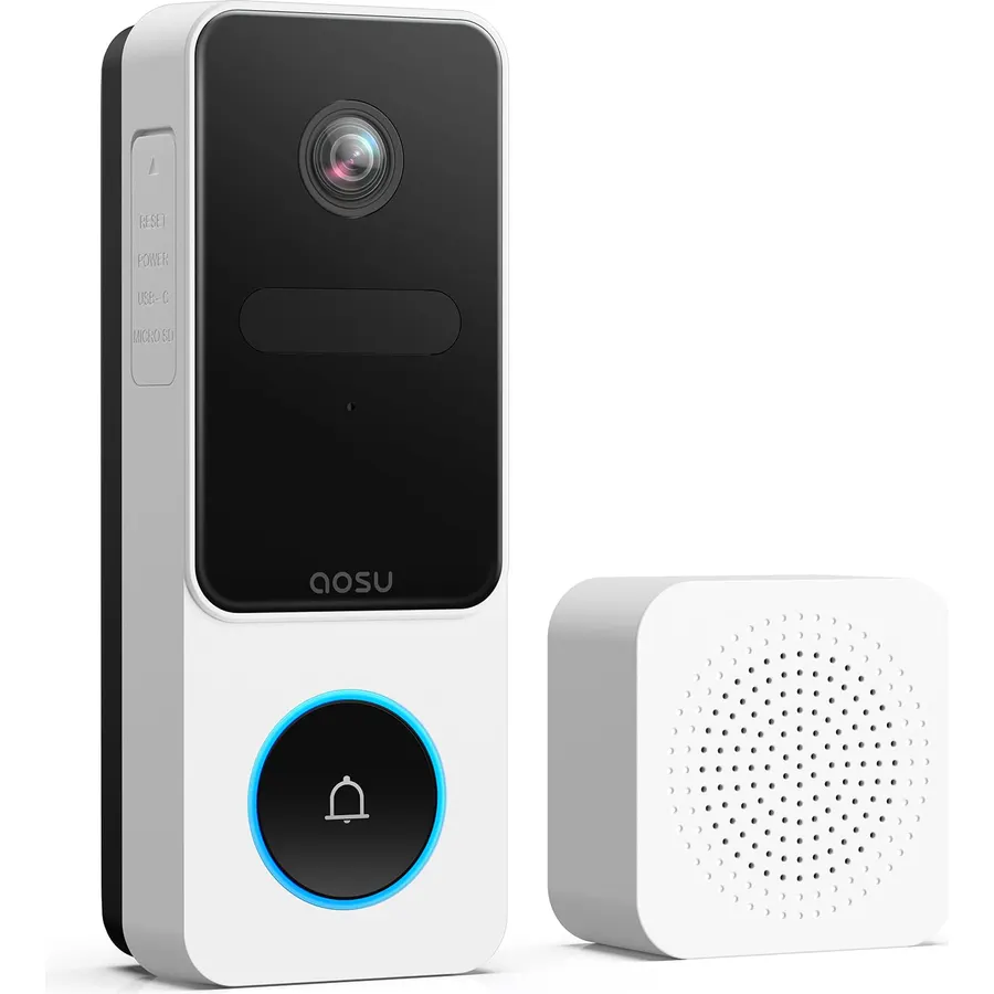 aosu Video Doorbell Camera Wireless, 2K QHD, 170° Wide Angle, 2.4 GHz WiFi