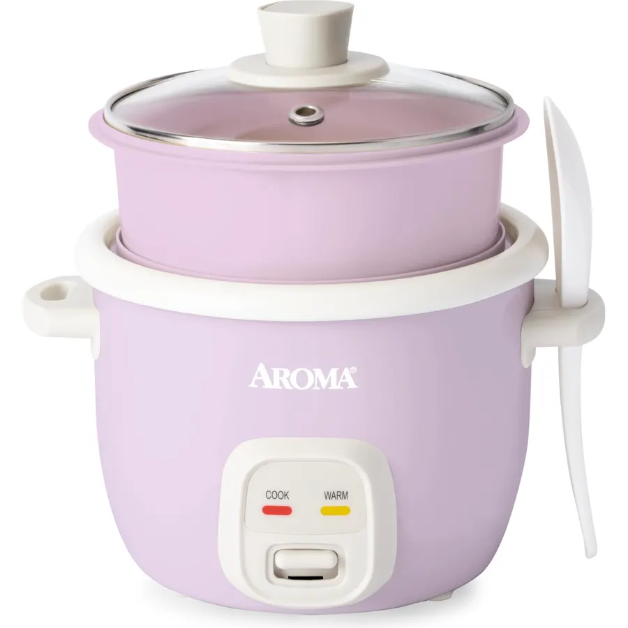 AROMA® CoreCoat Rice Cooker with Pop-Up Food Steaming Basket (4 Cups Cooked, 2 Cups Uncooked, 1 Qt)
