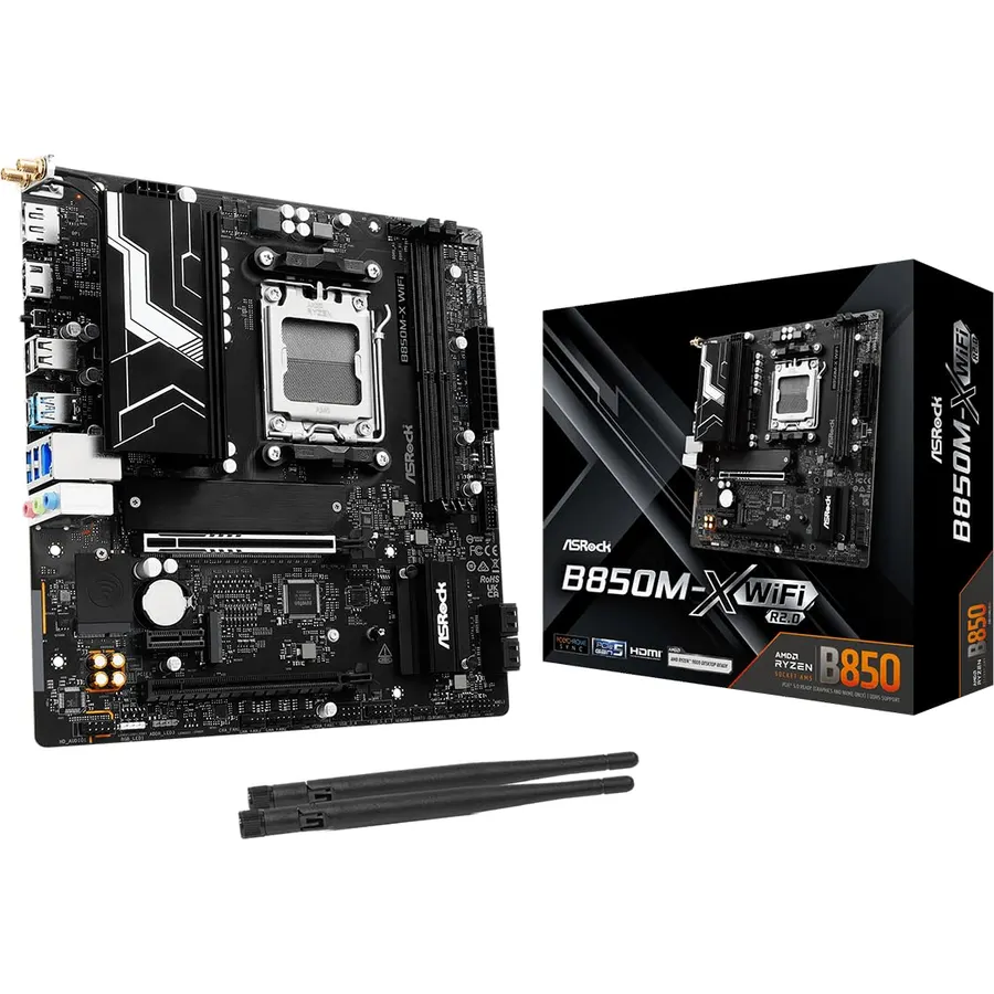 ASRock A620AM-X WiFi Micro-ATX Motherboard | AMD AM5 Socket | Supports Ryzen 9000/8000/7000 | DDR5 8000+ OC | WiFi 5 | 2.5G LAN | BIOS Flashback