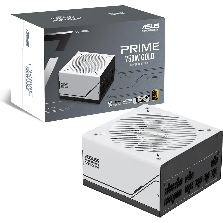 ASUS Prime 750W Gold (750 Watt, ATX 3.1 Compatible, Fully Modular Power Supply, 80+ Gold Certified, Dual Ball Bearings, Two Color Options in One, 8-Year Warranty)