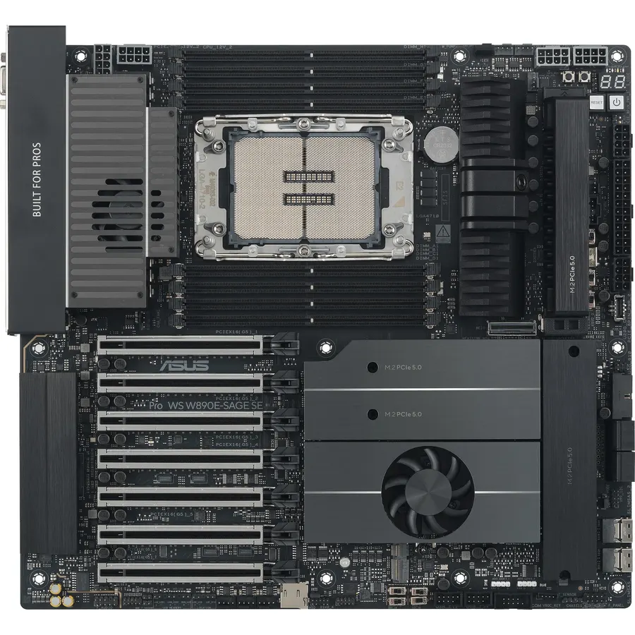 ASUS Pro WS W890E-SAGE SE Intel? W890 (LGA 4710-2) EEB Workstation Motherboard, PCIe 5.0 x16, M.2, MCIO, SlimSAS, 2X 10Gb LAN, Server-Grade Remote Management, 16+(2+2)+1+2 Stages, USB4?, USB Type-C