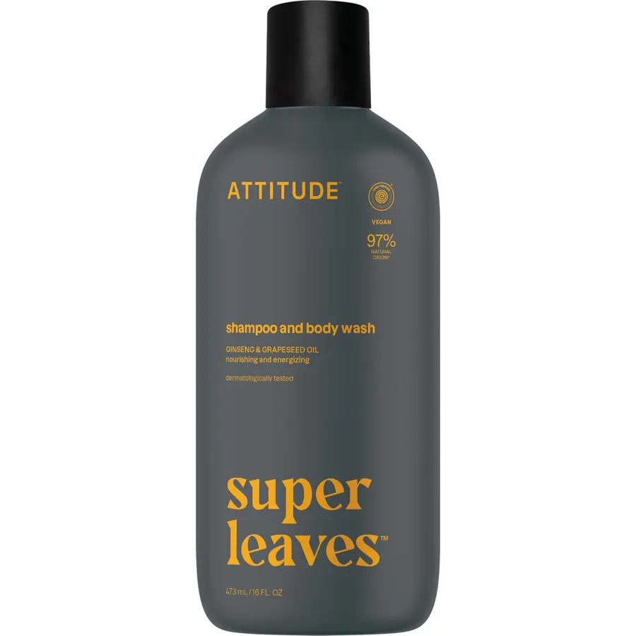 ATTITUDE Energizing 2-in-1 Shampoo & Body Wash, EWG Verified, 16 Fl Oz (Pack of 6)
