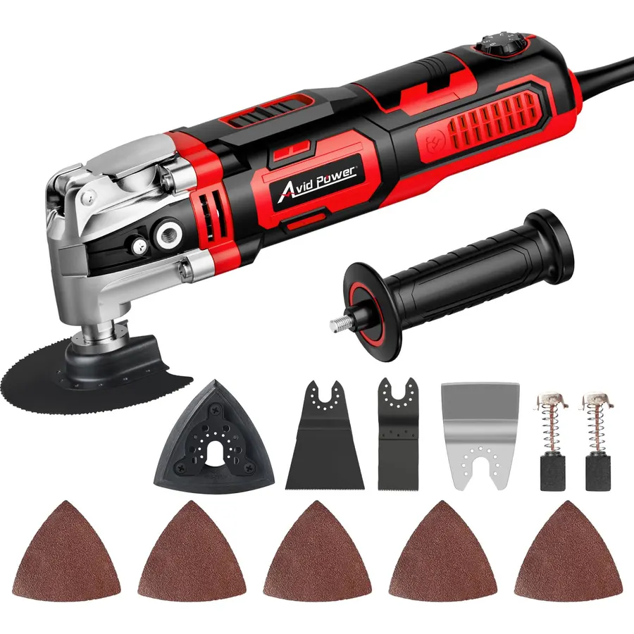 AVID POWER Oscillating Tool, 3.5-Amp Oscillating Multi Tool with 4.5° Oscillation Angle, 6 Variable Speeds and 11 pcs Saw Accessories, Auxiliary Handle