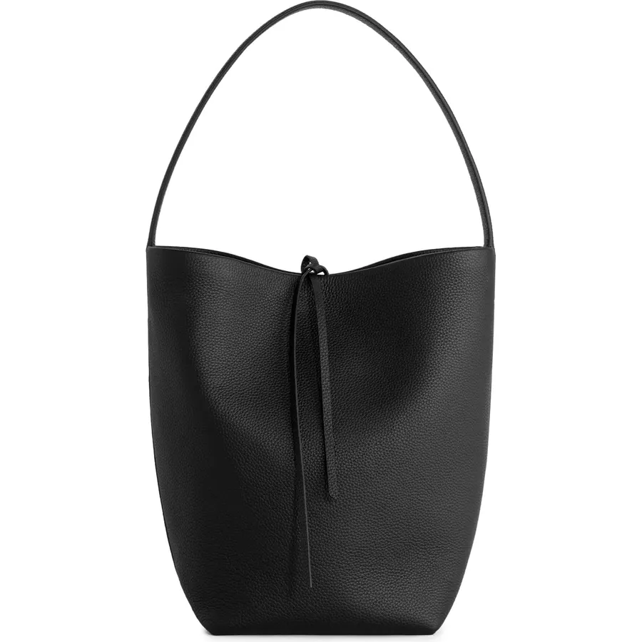 befen Genuine Leather Bucket Bag for Women, Soft Pebbled Shoulder Bag