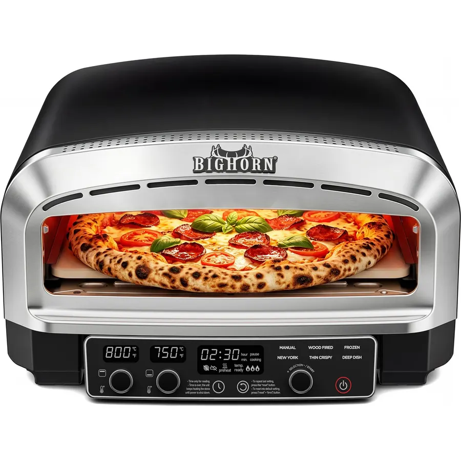 BIG HORN 14-Inch Indoor Pizza Oven, 850°F Electric Countertop Pizza Oven
