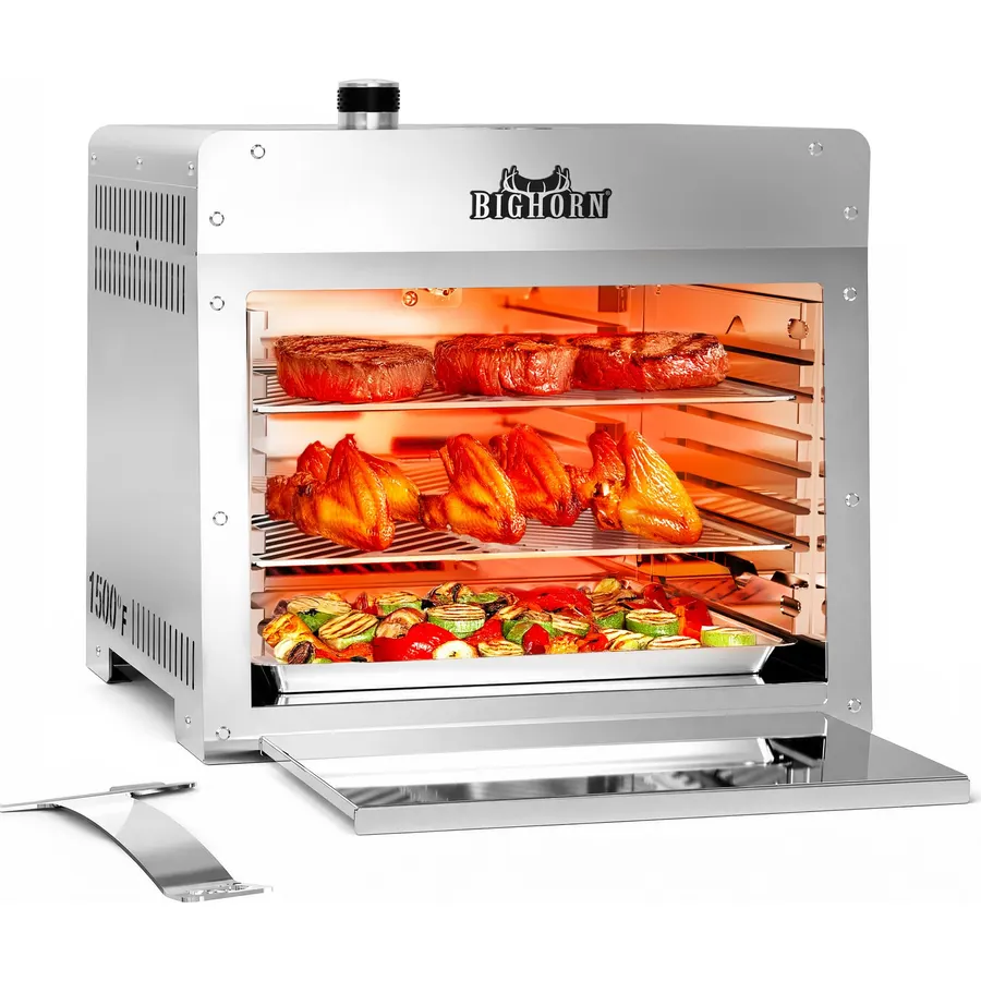 BIG HORN OUTDOORS Infrared Propane Gas Grill 1500°F in 3-5 Mins, 16 inch
