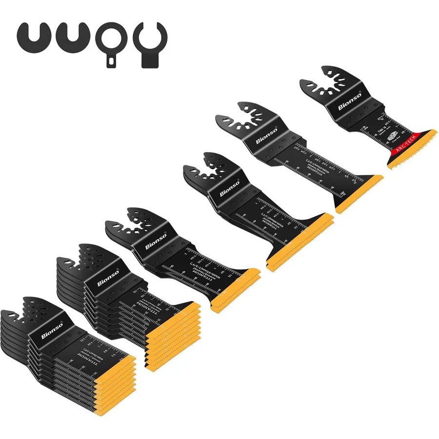 Bionso 20PCS Titanium Oscillating Tool Blade Cuts Metal and Wood, Sharp and Durable Multitool Blades, Multi Tool Blades Kits
