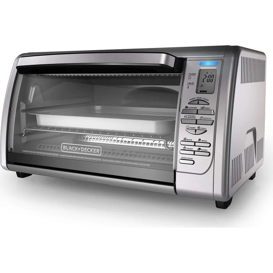 Black+Decker Countertop Convection Toaster Oven, 8 One-touch Cooking Functions, Stainless Steel