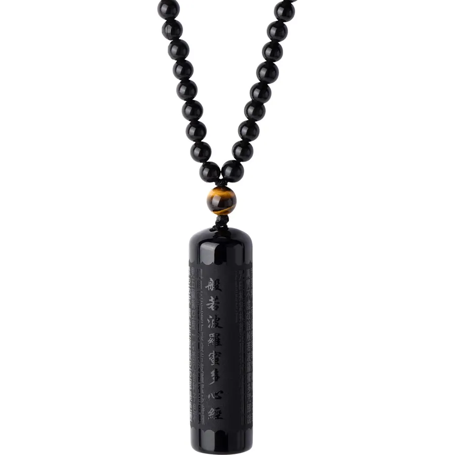 Black Obsidian Necklace Tiger Eye Gemstone Beads Crystal Stone Pendant Healing Chakra Mala Spiritual Necklace for Men Women