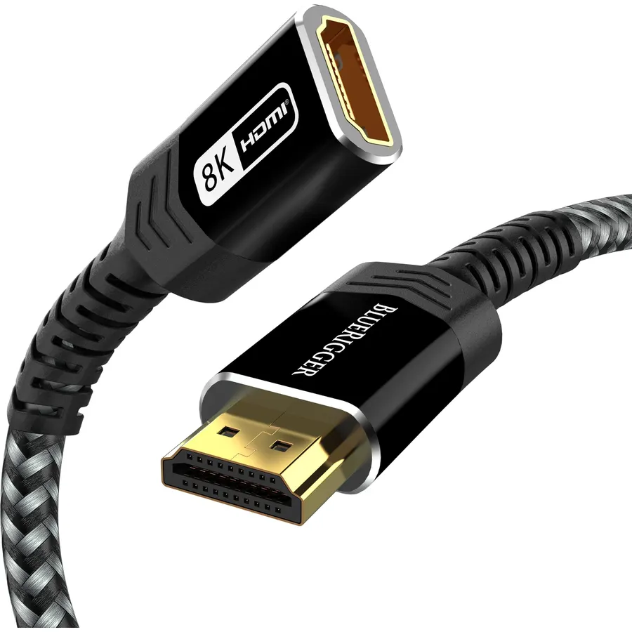 BlueRigger 8K HDMI Extension Cable - 3FT (8K 60Hz, 4K 120Hz, 48Gbps Braided EXT HDMI Extender Cord, Ultra High Speed) - Compatible with HDTV, Laptop, Xbox Series X, Roku, PS5, Chromecast, TV Stick