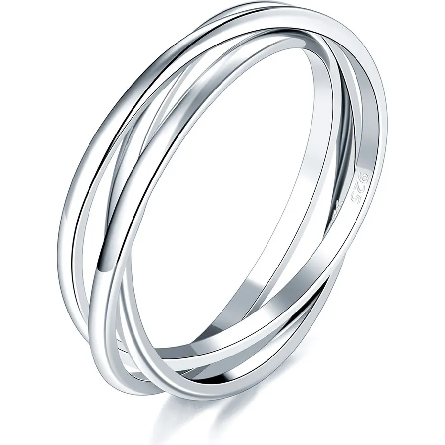 BORUO Fidget Stacking Ring, Waterproof Gold Plated, Three Row Size 4