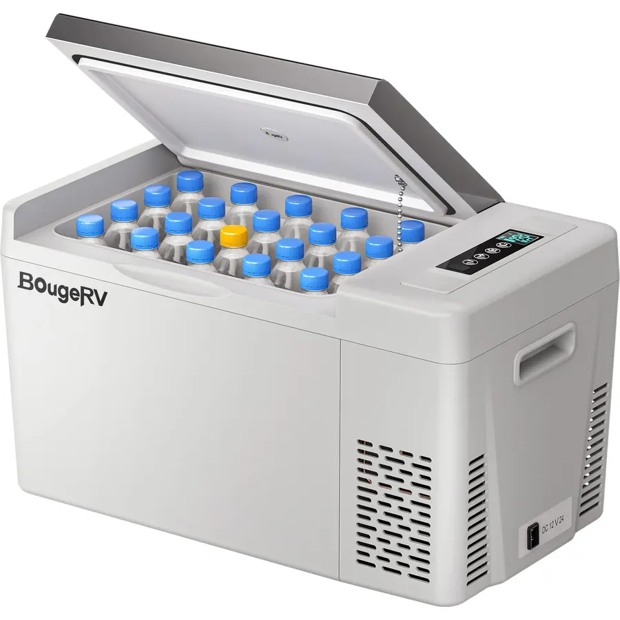 BougeRV 12v refrigerator 23 Quart, -8℉~50℉ Portable Freezer for Car, Grey