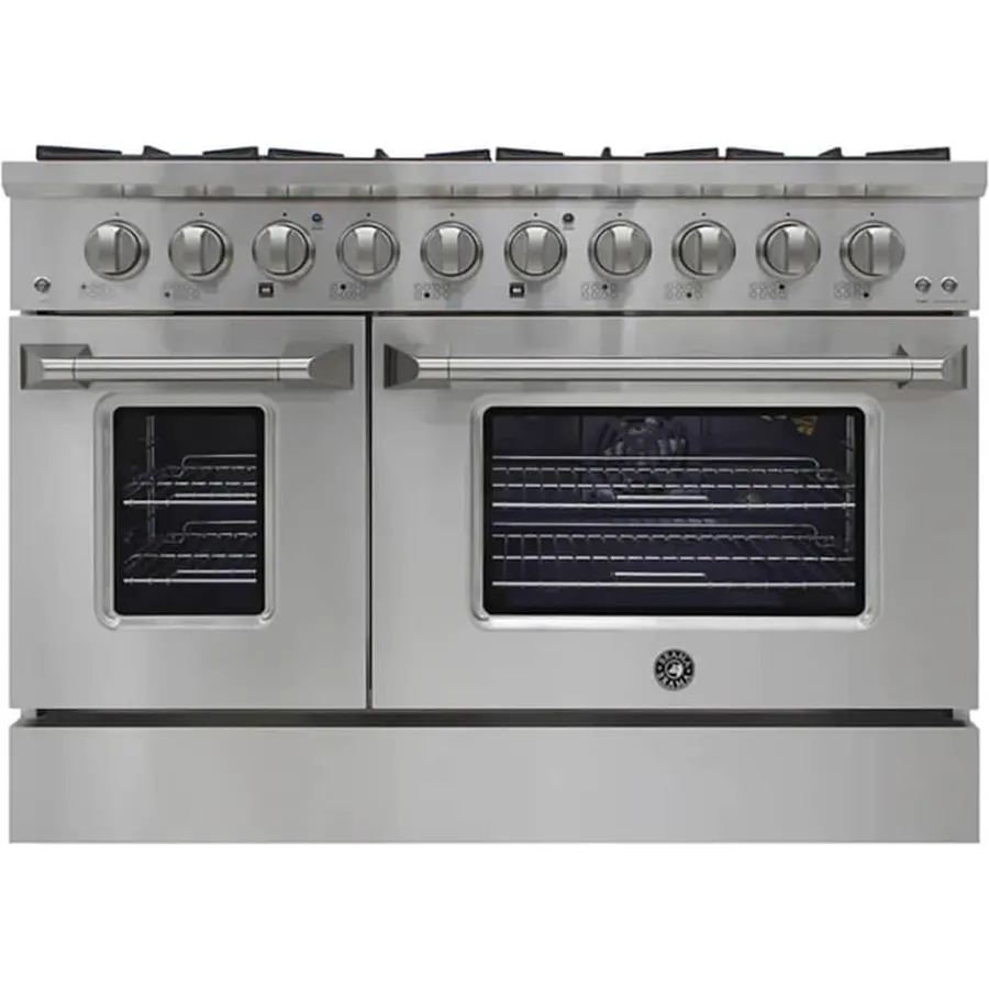 Brama 6.7 Cu. Ft. Stainless Steel Dual Fuel Slide In Range Gas Cooktop Electric Oven Convection Cooking Large Capacity 5 Burners Touch Controls True European Convection