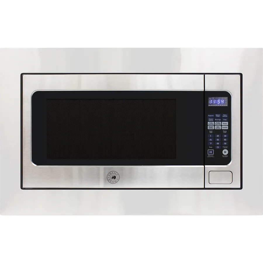 BRAMA Microwave Oven Built-In 1200-Watts with 10 Power Levels Pre-Set Cooking Settings and Express Cook, Sensor and Speed Cooking and Silent Mode with Glass Turntable, 2.2 Cu.Ft., Metallic