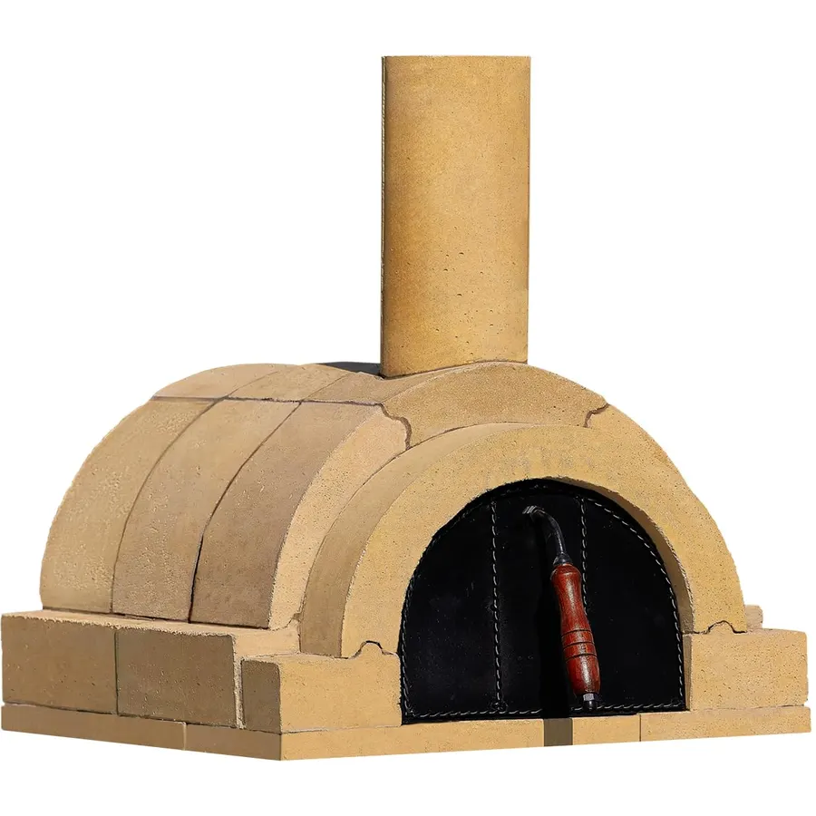 BRAVO Wood Burning Fire Brick Pizza Oven for Outdoor Cooking - FULLY DIY KIT - Includes Firebrick Set, Refractory Glue, Trowel, Gloves, Cover, Steel Gate, Assembly Instructions (3 hours)