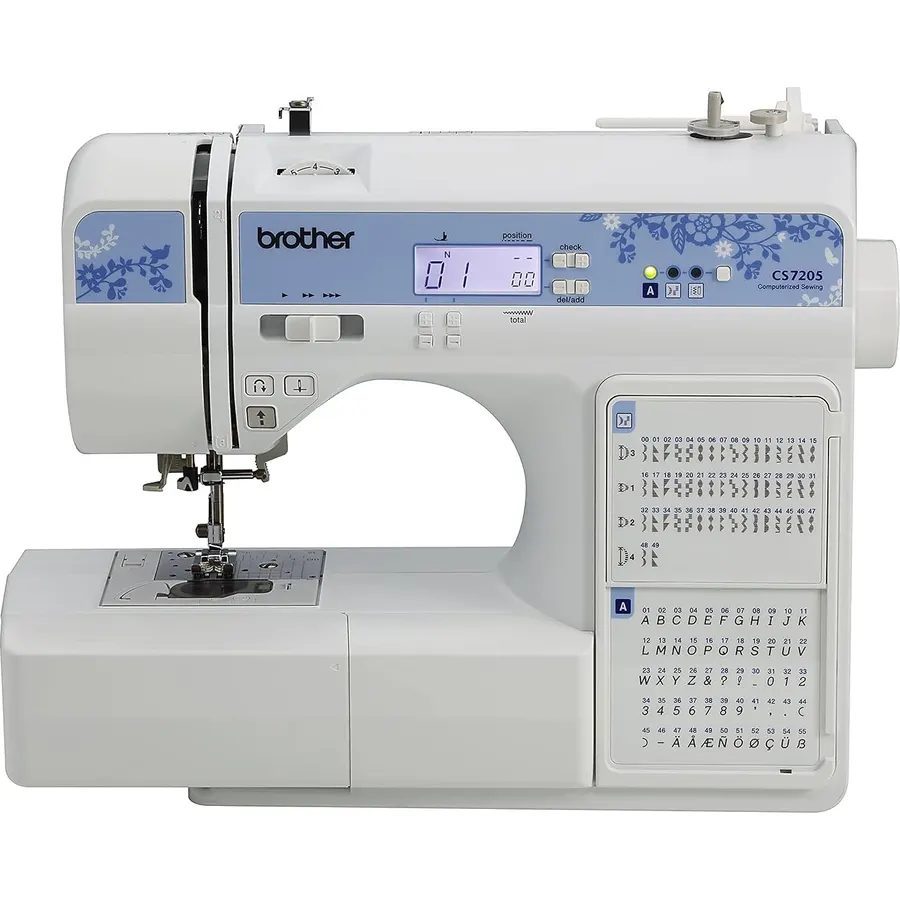 Brother CS7205 Computerized Sewing Machine with Wide Table, 150 Built-in Stitches, SA5FTPKG 5-Foot Embellishment Pack and Sewing Machine Needles 5-Pack