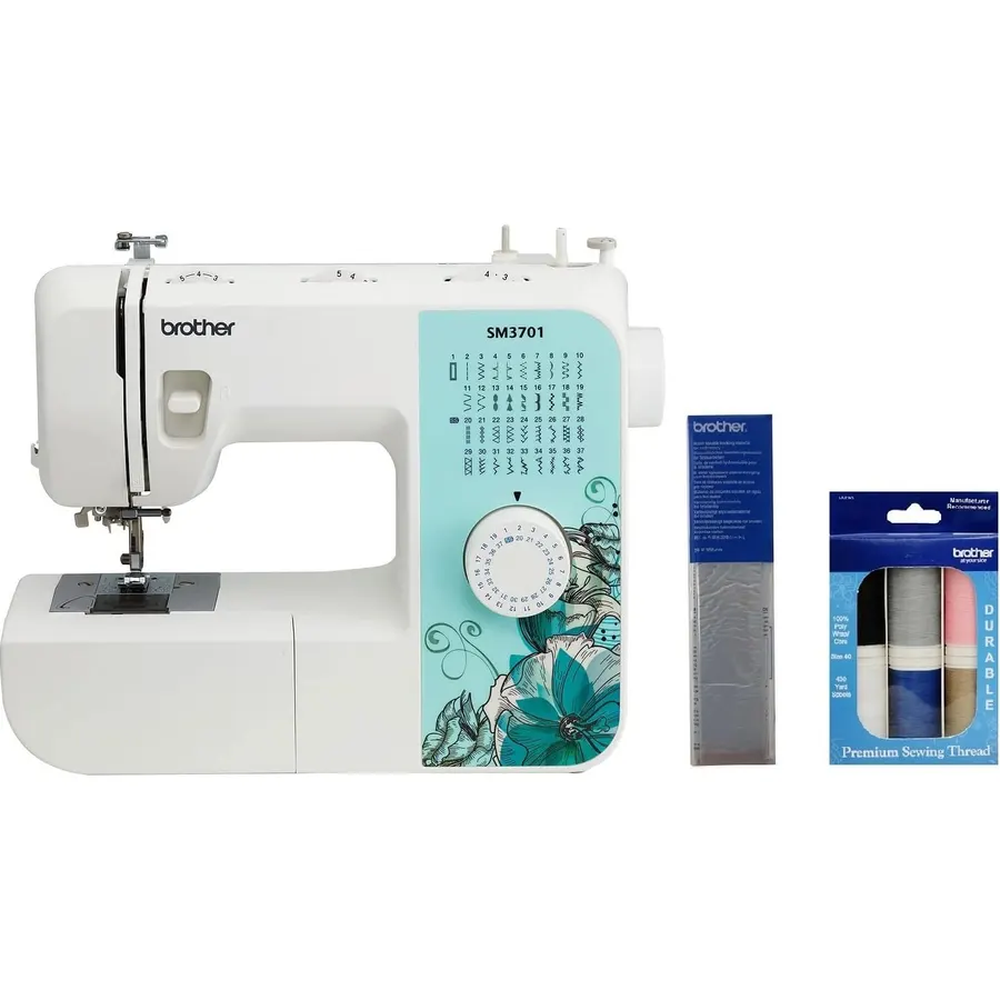 Brother SM3701 37-Stitch Free Arm Sewing Machine and SASEW6 6-Piece Premium Sewing Thread Pack, SA520 Water Soluble Stabilizer