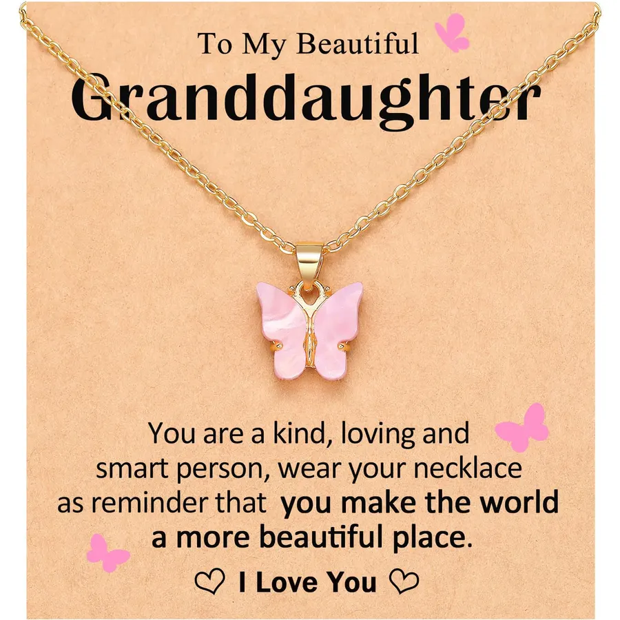 Butterfly Necklace Gifts for Granddaughter, Daughter or Niece