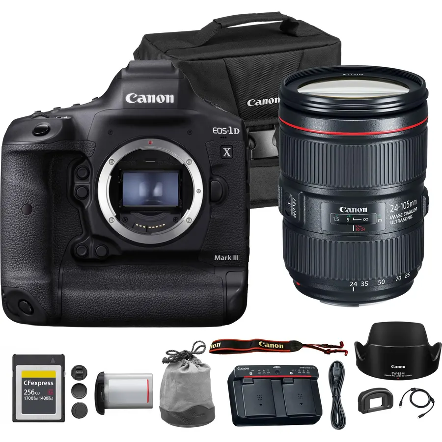 Canon EOS-1D X Mark III DSLR Camera with EF 24-105mm Lens f/4L Bundle
