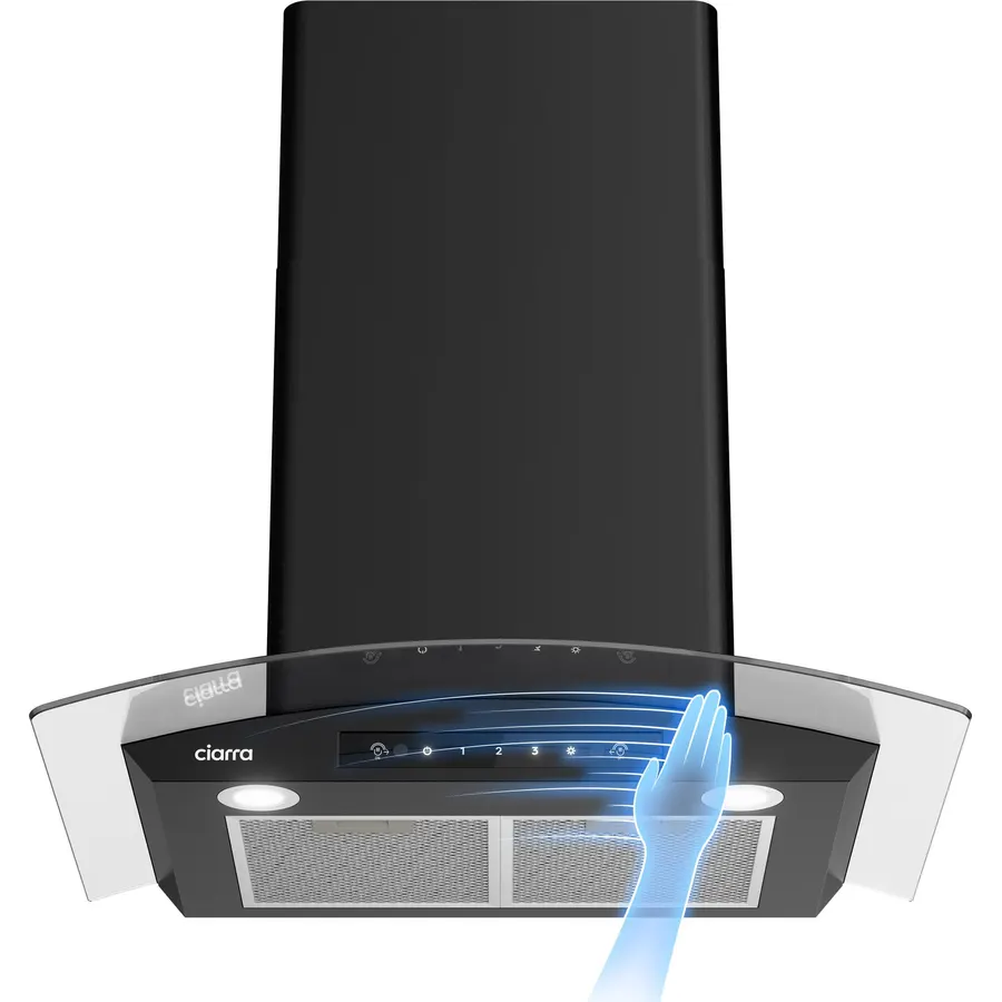 IKTCH 30 Inch Wall Mount Range Hood, 900 CFM Kitchen Chimney Vent, Ducted/Ductless Convertible, Stainless Steel with Gesture Control, Touch Control Panel & 2 Pcs Adjustable Lights for Smart Life
