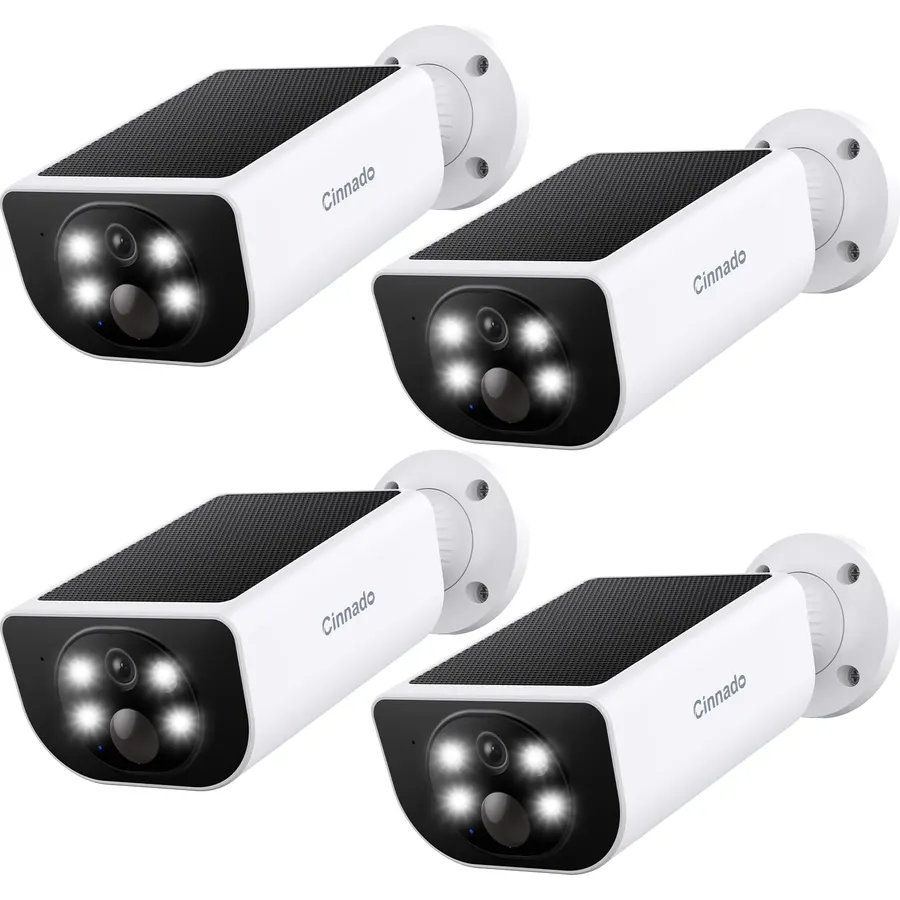 Cinnado Security Cameras Wireless Outdoor Integrated Solar Panel, S1 4Pack