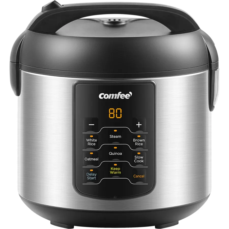 COMFEE' Mini Rice Cooker with 6-Functions, 2-Cups Uncooked Rice
