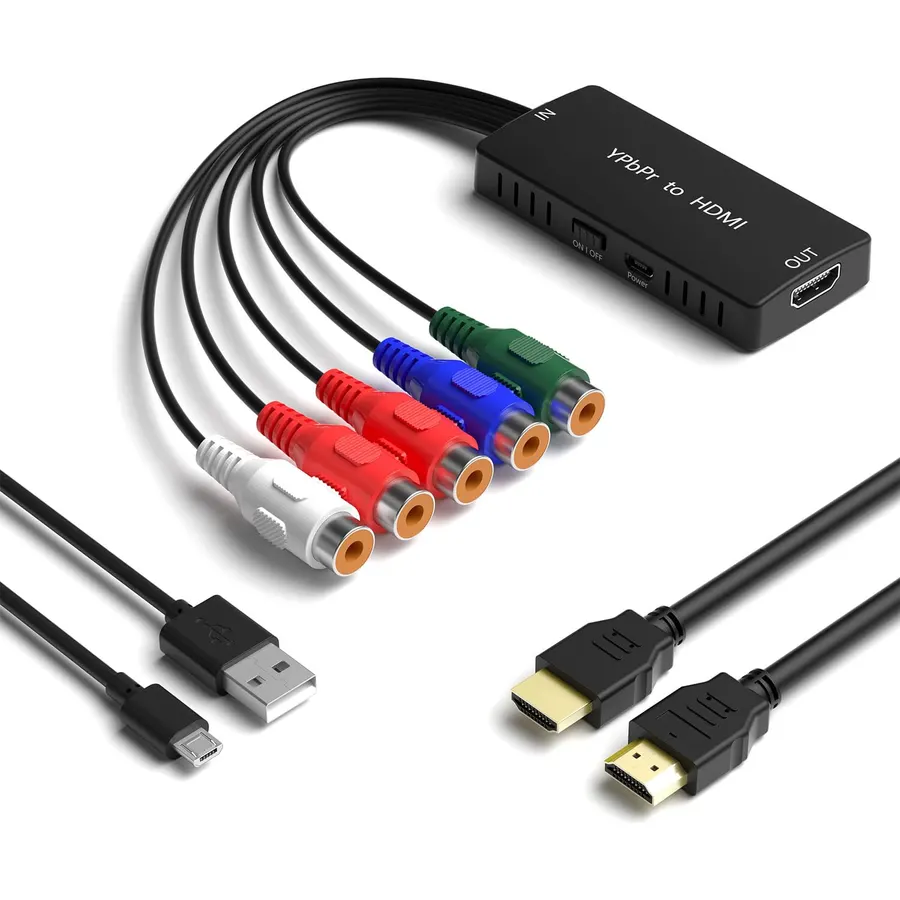 Component to HDMI Converter, YPbPr to HDMI Adapter Supports 1080P/720P Compatible DVD, Blu-ray Player, PS2, PS3, Xbox to New HD TV/Monitor or Projector