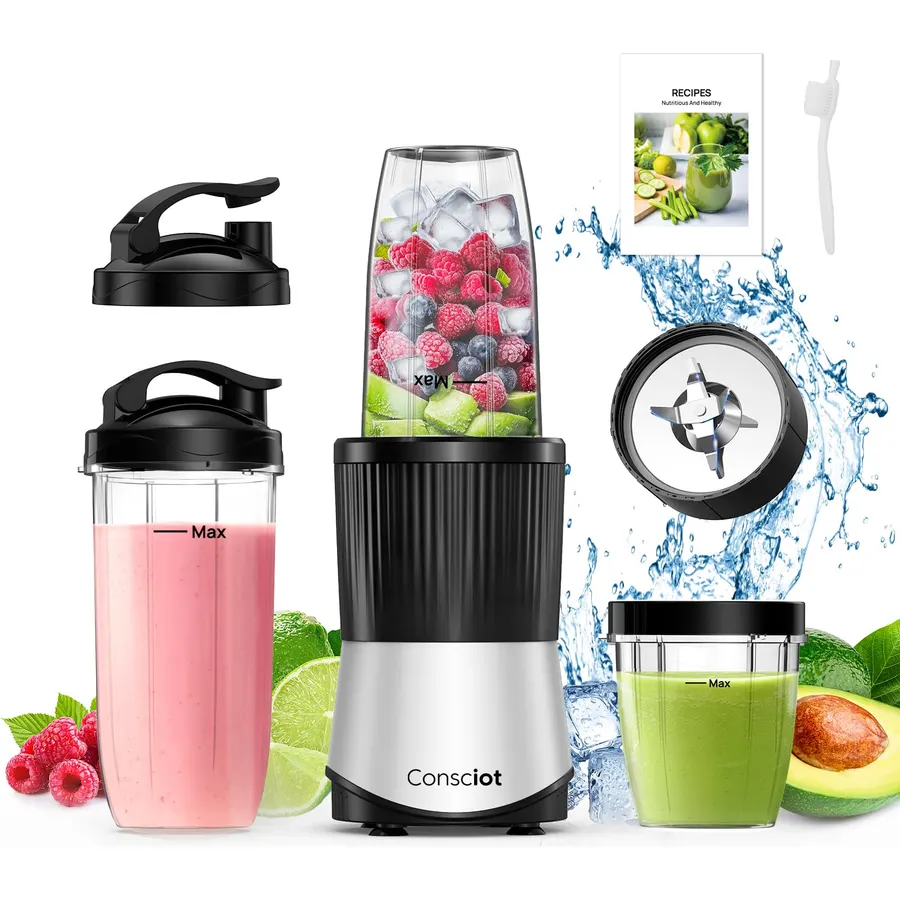 Consciot 11-Piece Blender for Kitchen and Personal Size, 900 Peak Watts
