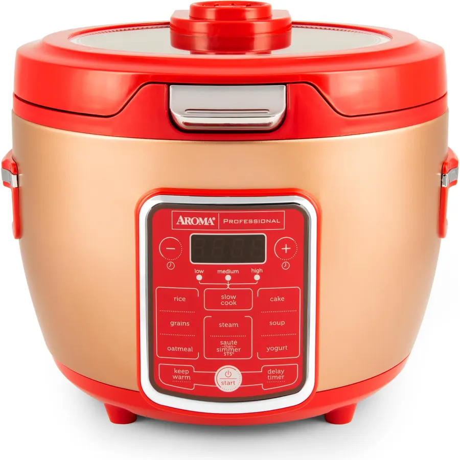 Cool Touch Rice Cooker with Glass Lid, Food Steamer, Slow Cooker, Multicooker with 11 Preset Functions, Steam Tray, Measuring Cup, Rice Spatula, 20 Cups (Cooked)