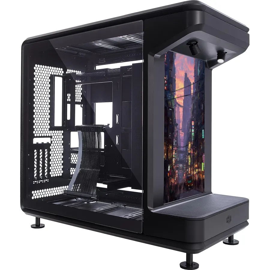 Cooler Master MasterFrame 360 Stage LCD ATX PC Case, LCD Display Spotlight