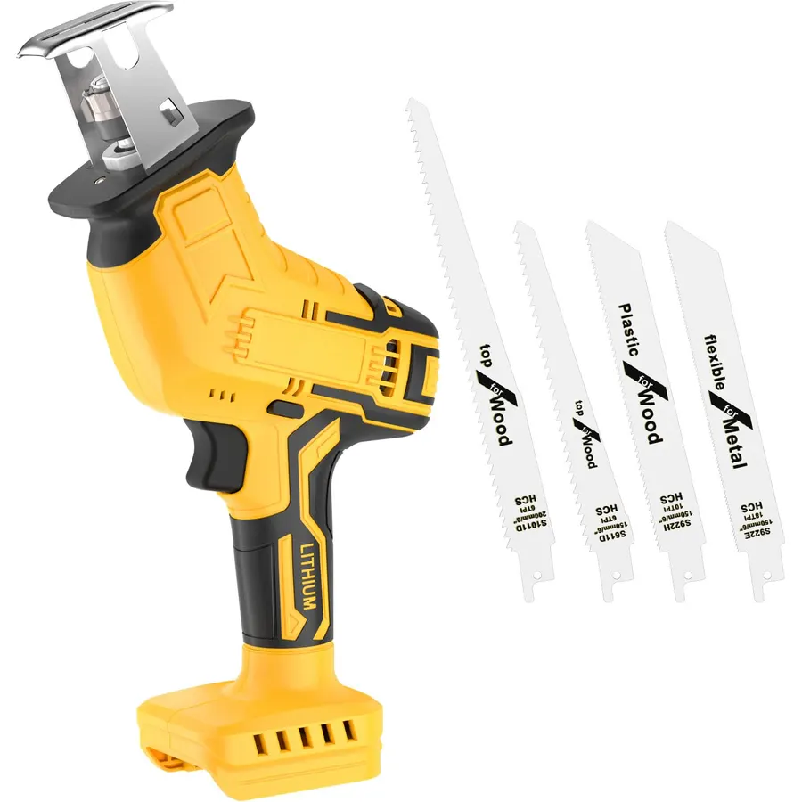 Cordless Reciprocating Saw for Dewalt 20V Battery, 0-3500 SPM Variable Speed, 150W Power Brush Reciprocating Saws,4 Saw Blades Kit Cutting Tool for Metal PVC Wood (Battery Not Included)