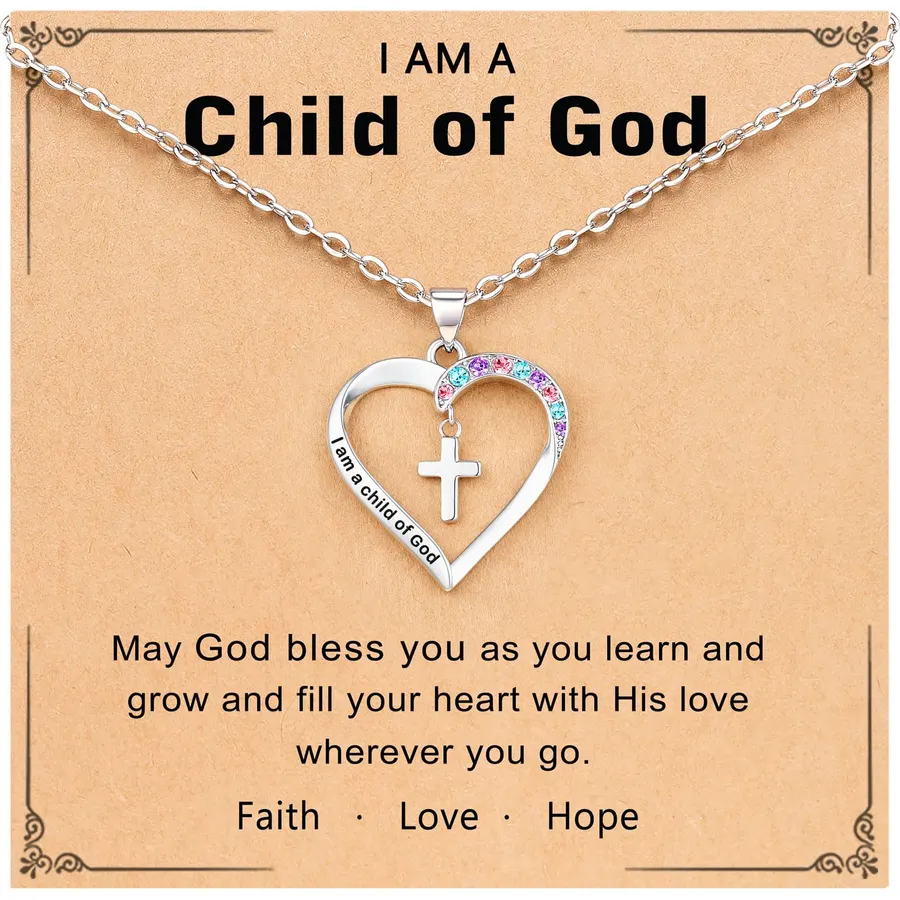 Cross Necklace for Girls- Child of God Gifts for Girls Jewelry