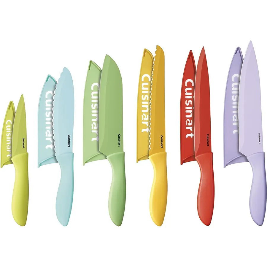 Cuisinart 12-Piece Kitchen Knife Set, Advantage Color Collection with Blade Guards, Multicolored, C55-12PCER1
