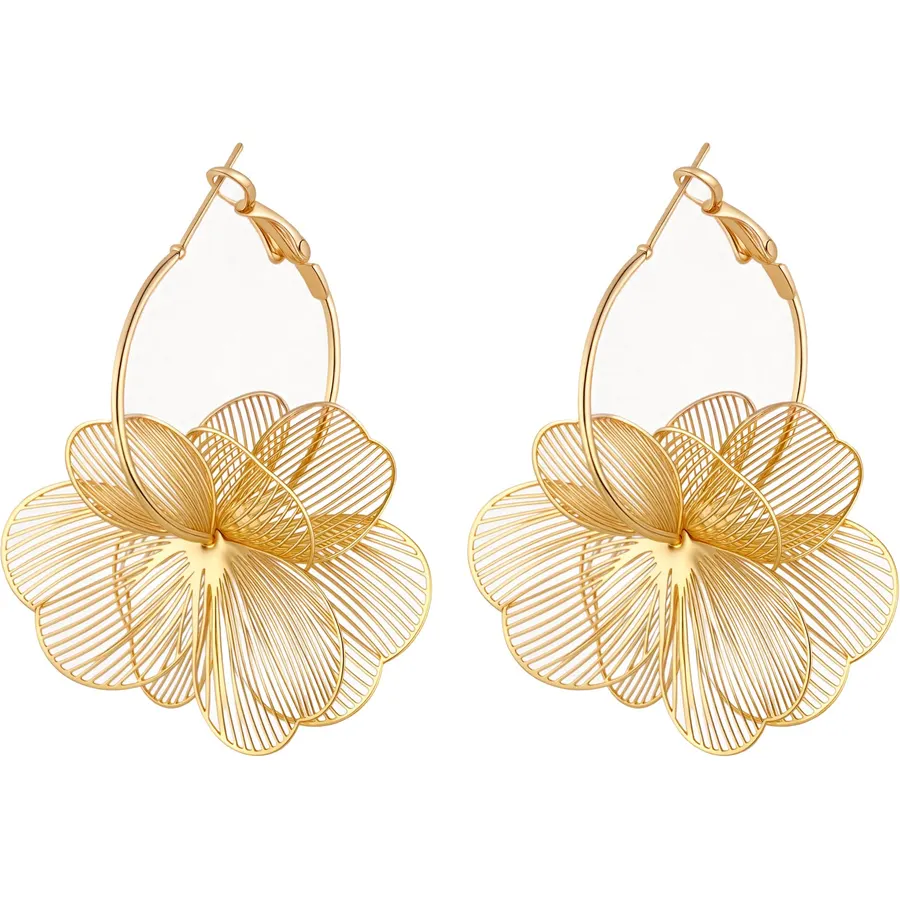 Gold Earrings for Women,Dainty Dangle Earring 14K Gold Plated Statement Drop Dangle Earrings for Women Trendy Hypoallergenic Long Huggie Hoop Earring Small Formal Prom Fashion Hoco Jewelry