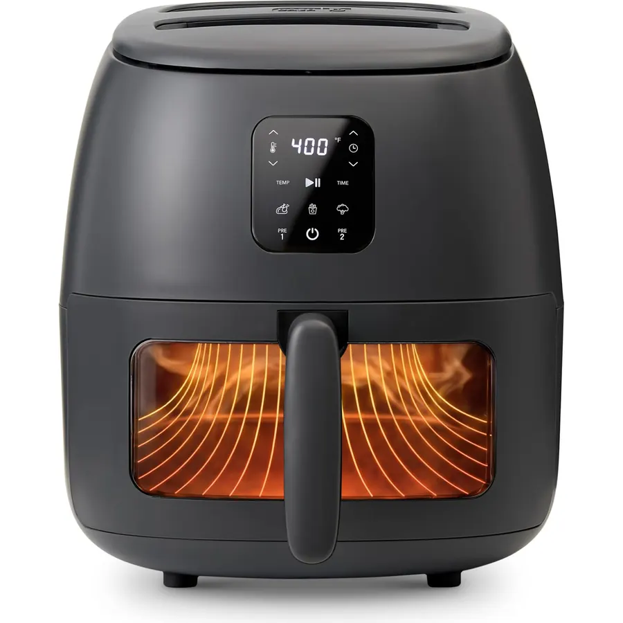 Dash 6QT Infrared Digital Air Fryer - Safe Ceramic Nonstick, Basket Style, Viewing Window, Custom Presets & Auto Shake Reminder - Dishwasher Safe Parts, 6 Quart Family-Size Air Fryer