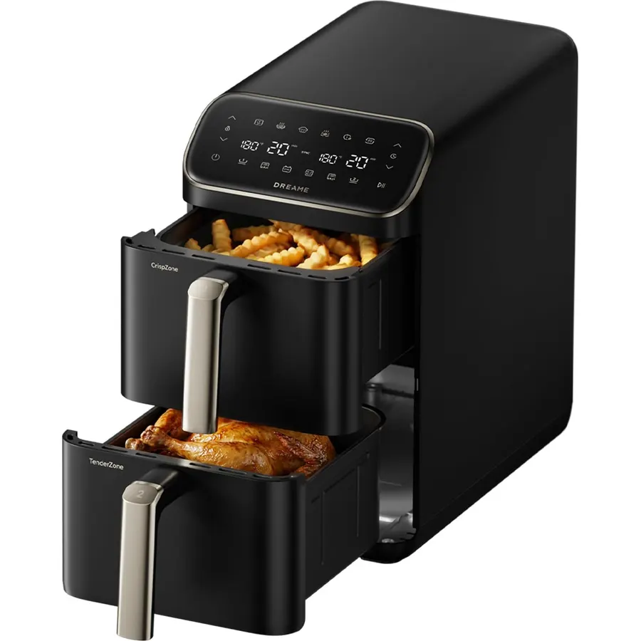 Dreame 10Qt Dual Basket Air Fryer, Ceramic Coated, Dual-Zone Compact Design