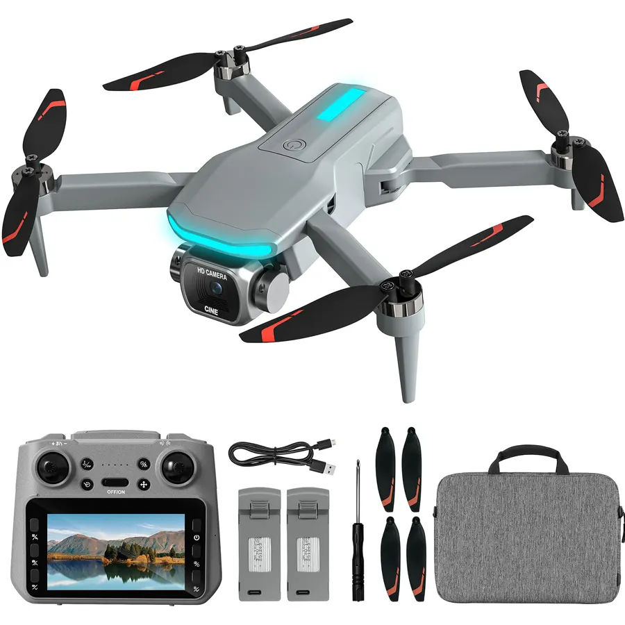 Drone for Kids with Camera, Foldable RC Quadcopter with 4.5" Remote Screen, Brushless Motor, Optical Flow Hover, Adjustable Camera, 360° Flip, Gesture Photo/Video, One Key Start/Land, Birthday Gift Toy