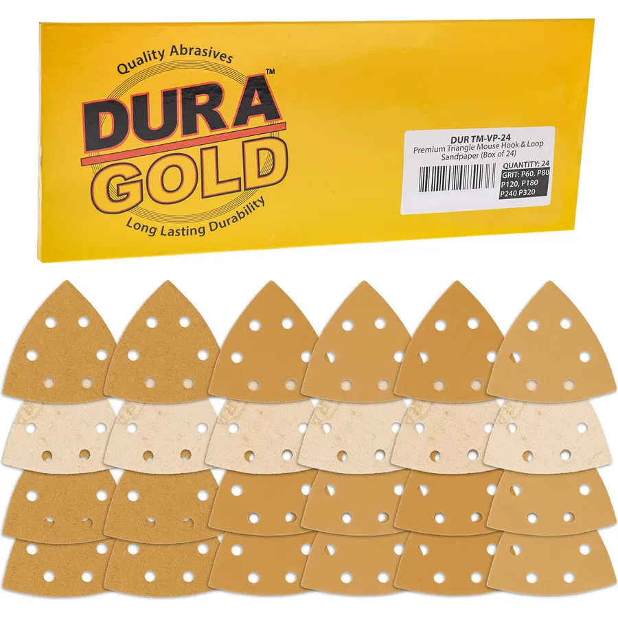 Dura-Gold Premium Triangle Mouse Sanding Sheets Variety Pack - 60, 80, 120,