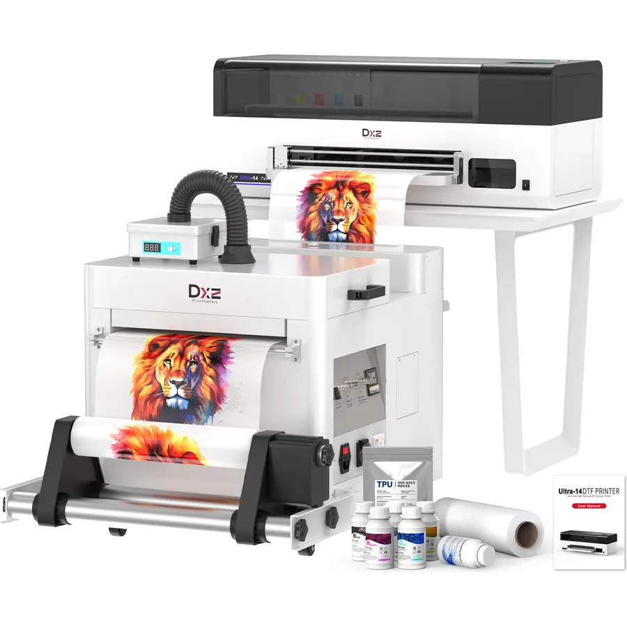 DXZ 2026 14'' A3 DTF Printer with F1080 Printhead – 200% High Speed DTF Machine for Multi-Fabric, One-Click Print-to-Bake & 24/7 Auto-Maintenance, 2-Year Ink Included
