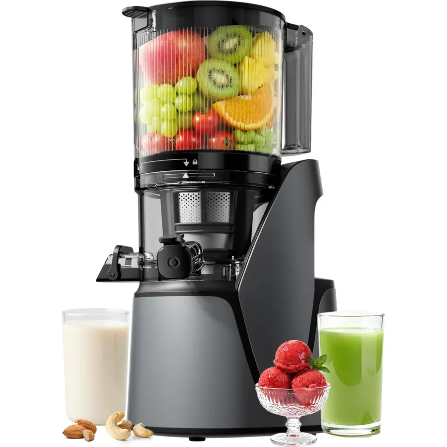 3-in-1 Cold Press Juicer Machines, 6.5" Mega Chute for Whole Fruit, Slow Masticating Juicer with Sorbet & Nut Milk Maker, BPA Free, 100 OZ Hopper, Easy Clean, Oxide Gray