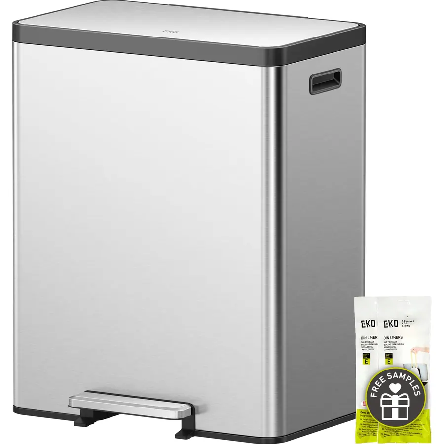 EKO EcoCasa II 36L+24L Dual Trash Can with Recycle Bin, Stainless Steel Garbage Can with Lid, Deodorizer Compartment, Odor-Proof and Fingerprint Resistant