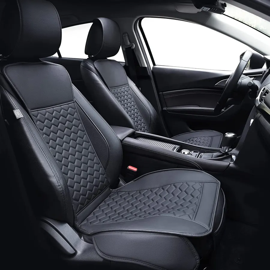Elantrip Leather Car Seat Covers Front 2PC Waterproof Universal Fit Black