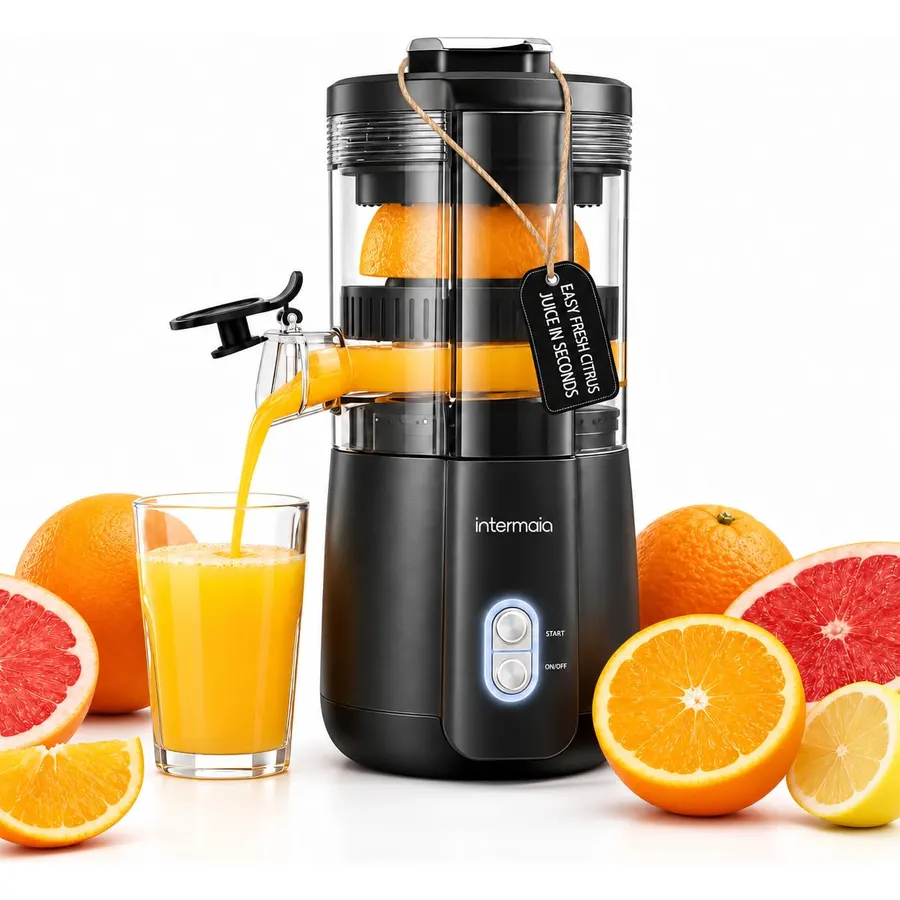 Electric Citrus Juicer, Hand-Free Citrus Juicer Machine with Cleaning Brush, High-Performance Automatic juice press for Lemon, Lime, Grapefruit, Pomegranate, Easy to clean