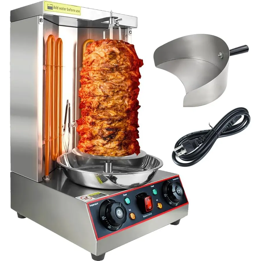 Electric Shawarma Grill Machine 3000W Vertical Broiler Rotisserie Chicken Grill Kitchen Restaurant Home Use Silver