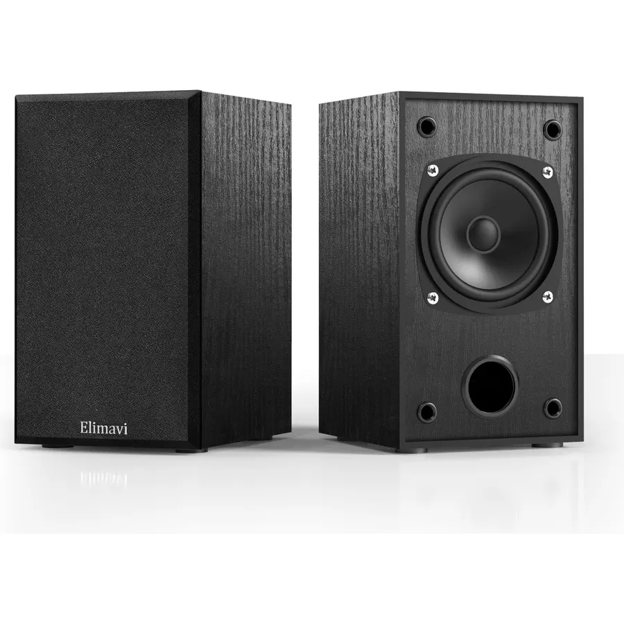 RIOWOIS Passive Bookshelf Speakers for Home Theater Surround Sound, Satellite Stereo Speakers with Crisper Sound and Classic Wood Grain for Record Player/Computer/TV, Wall Mountable, One Pair.